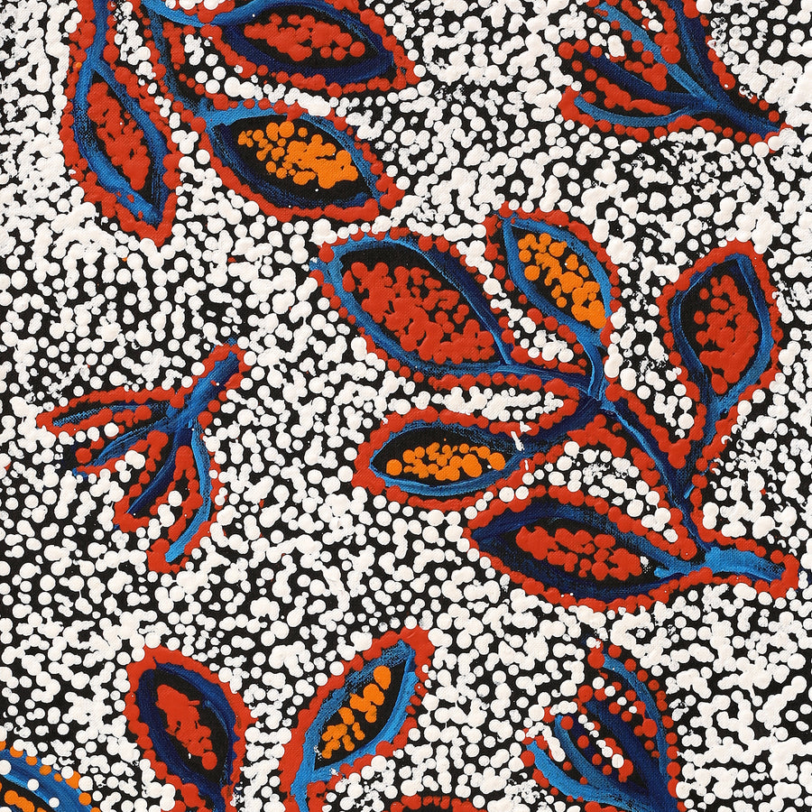 Aboriginal Artwork by Juliette Nampijinpa Brown, Ngapa Jukurrpa (Water Dreaming) - Mikanji, 76x30cm