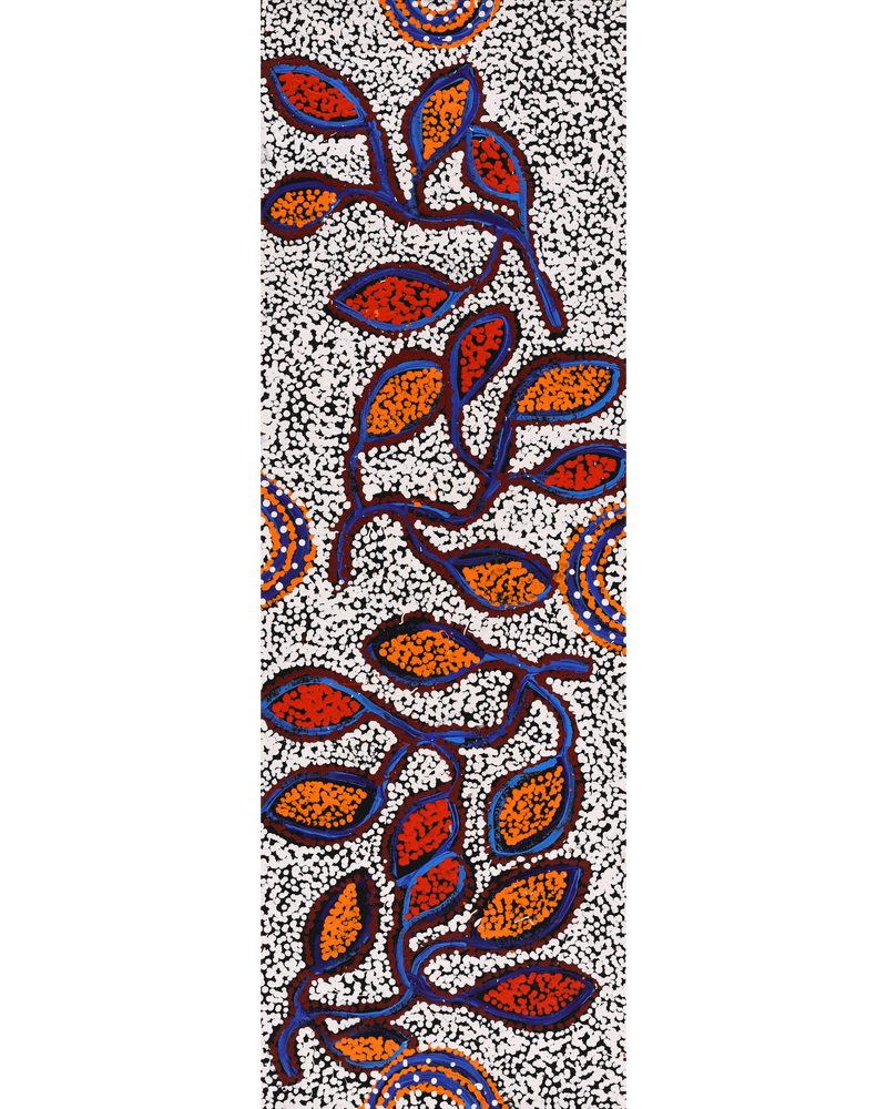 Aboriginal Artwork by Juliette Nampijinpa Brown, Ngapa Jukurrpa (Water Dreaming) - Mikanji, 91x30cm