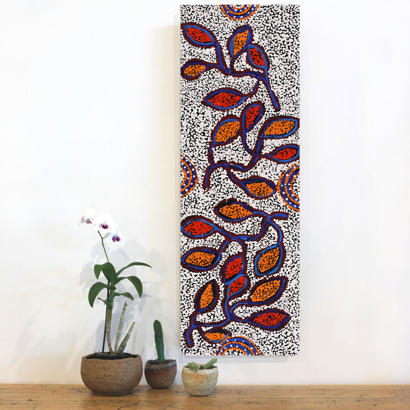 Aboriginal Artwork by Juliette Nampijinpa Brown, Ngapa Jukurrpa (Water Dreaming) - Mikanji, 91x30cm