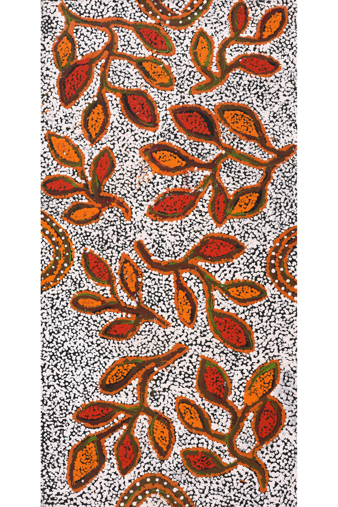 Aboriginal Artwork by Juliette Nampijinpa Brown, Ngapa Jukurrpa (Water Dreaming) - Mikanji, 91x46cm