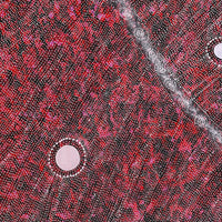 Aboriginal Artwork by Justinna Napaljarri Sims, Yanjirlpirri or Napaljarri-Warnu Jukurrpa (Star or Seven Sisters Dreaming), 107x91cm