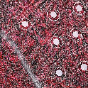 Aboriginal Art by Justinna Napaljarri Sims, Yanjirlpirri or Napaljarri-Warnu Jukurrpa (Star or Seven Sisters Dreaming), 107x91cm - ART ARK®