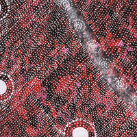 Aboriginal Artwork by Justinna Napaljarri Sims, Yanjirlpirri or Napaljarri-Warnu Jukurrpa (Star or Seven Sisters Dreaming), 107x91cm