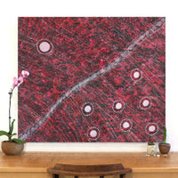 Aboriginal Artwork by Justinna Napaljarri Sims, Yanjirlpirri or Napaljarri-Warnu Jukurrpa (Star or Seven Sisters Dreaming), 107x91cm