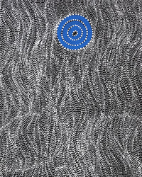 Aboriginal Artwork by Justinna Napaljarri Sims, Yanjirlpirri or Napaljarri-Warnu Jukurrpa (Star or Seven Sisters Dreaming), 107x46cm