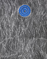 Aboriginal Artwork by Justinna Napaljarri Sims, Yanjirlpirri or Napaljarri-Warnu Jukurrpa (Star or Seven Sisters Dreaming), 107x46cm
