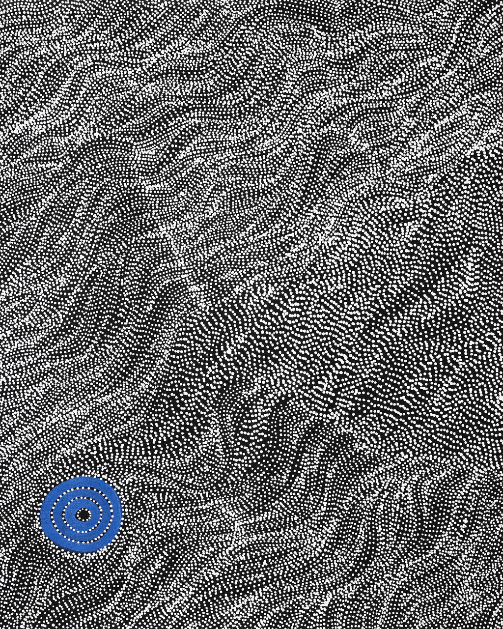 Aboriginal Artwork by Justinna Napaljarri Sims, Yanjirlpirri or Napaljarri-Warnu Jukurrpa (Star or Seven Sisters Dreaming), 107x76cm