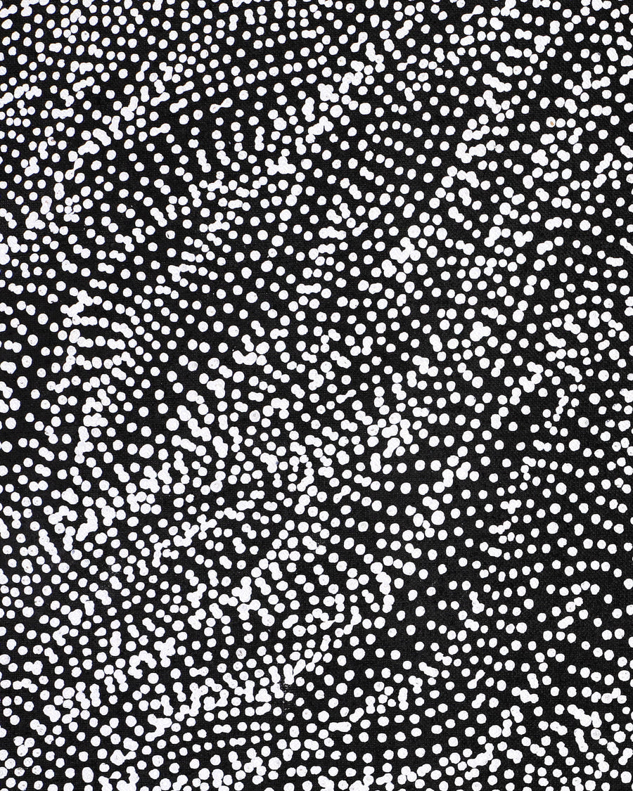 Aboriginal Artwork by Justinna Napaljarri Sims, Yanjirlpirri or Napaljarri-Warnu Jukurrpa (Star or Seven Sisters Dreaming), 107x76cm