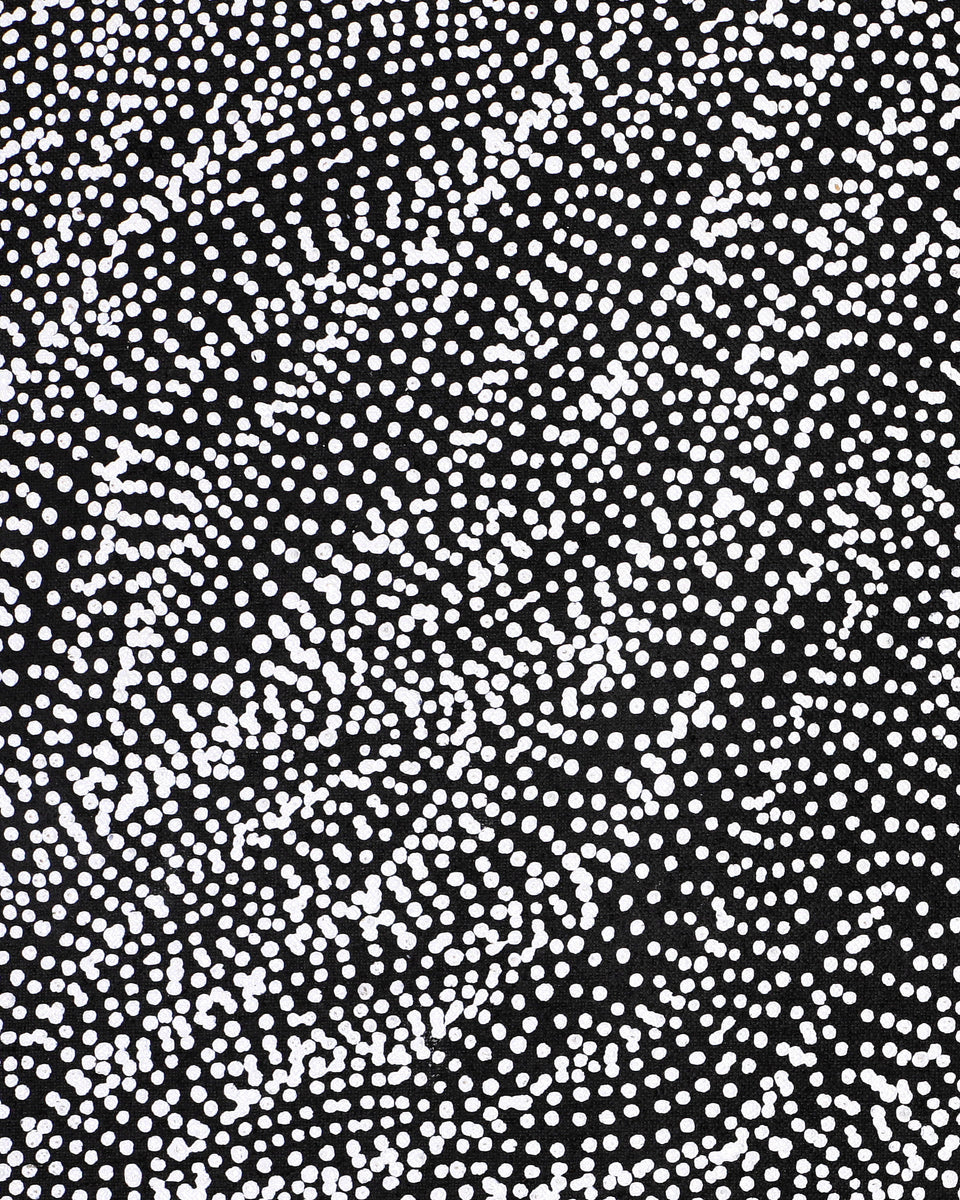 Aboriginal Artwork by Justinna Napaljarri Sims, Yanjirlpirri or Napaljarri-Warnu Jukurrpa (Star or Seven Sisters Dreaming), 107x76cm