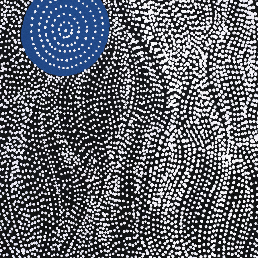 Aboriginal Artwork by Justinna Napaljarri Sims, Yanjirlpirri or Napaljarri-Warnu Jukurrpa (Star or Seven Sisters Dreaming), 122x61cm