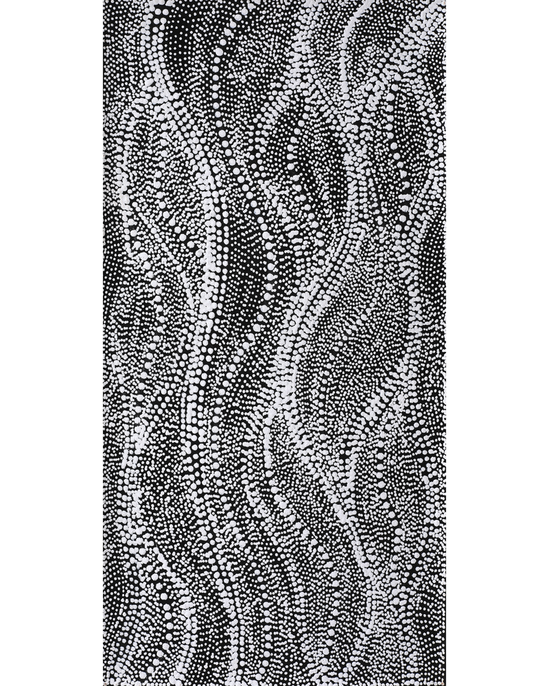 Aboriginal Artwork by Justinna Napaljarri Sims, Yanjirlpirri or Napaljarri-Warnu Jukurrpa (Star or Seven Sisters Dreaming), 61x30cm