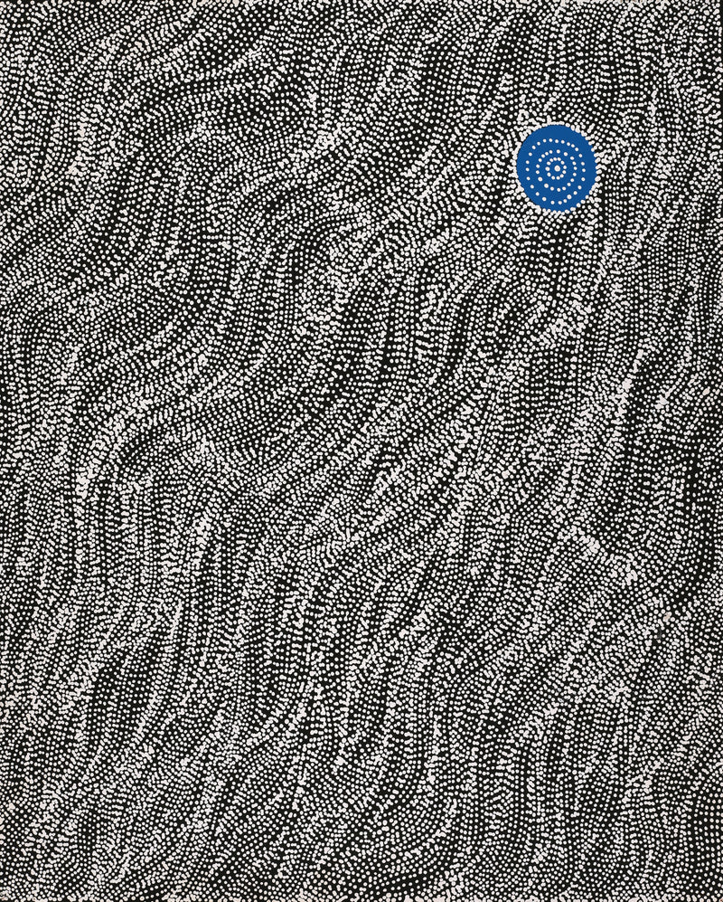 Aboriginal Artwork by Justinna Napaljarri Sims, Yanjirlpirri or Napaljarri-Warnu Jukurrpa (Star or Seven Sisters Dreaming), 76x61cm