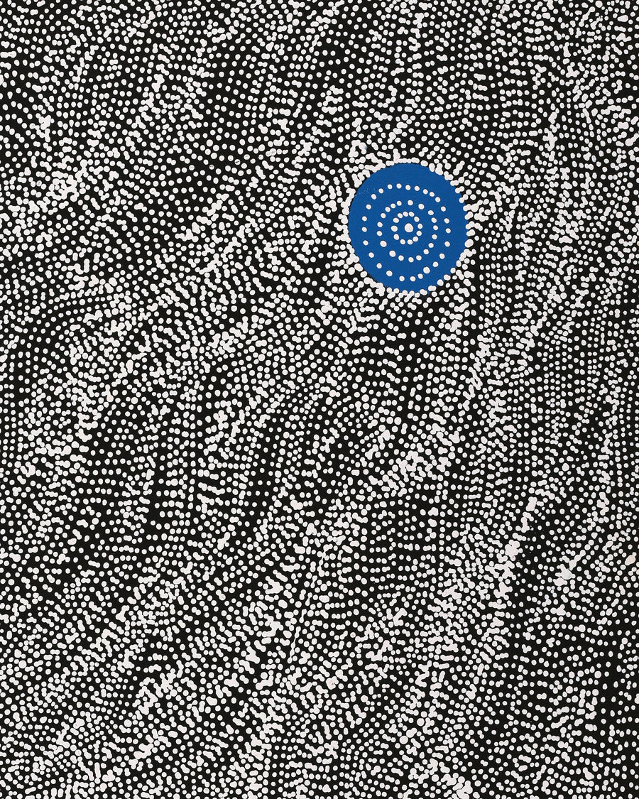 Aboriginal Artwork by Justinna Napaljarri Sims, Yanjirlpirri or Napaljarri-Warnu Jukurrpa (Star or Seven Sisters Dreaming), 76x61cm