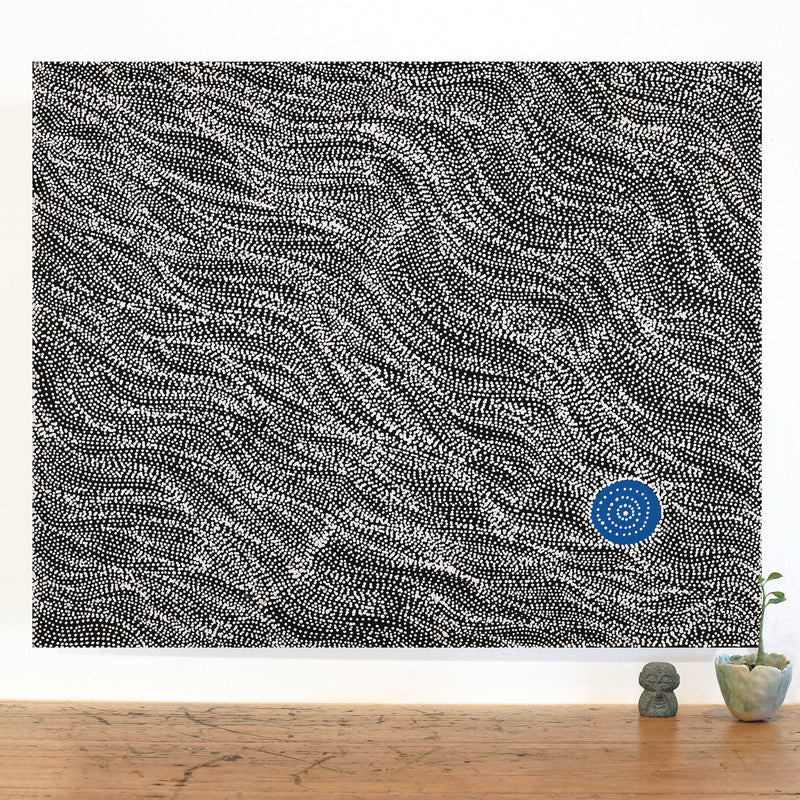 Aboriginal Artwork by Justinna Napaljarri Sims, Yanjirlpirri or Napaljarri-Warnu Jukurrpa (Star or Seven Sisters Dreaming), 76x61cm