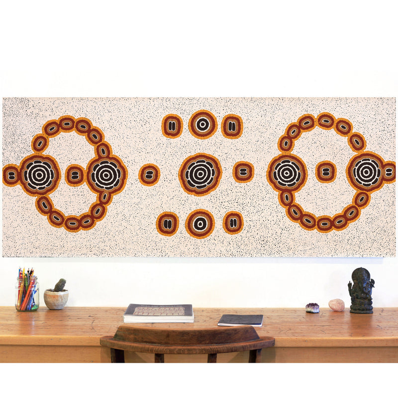 Aboriginal Artwork by Kara Napangardi Ross, Pamapardu Jukurrpa (Flying Ant Dreaming) - Warntungurru, 152x61cm
