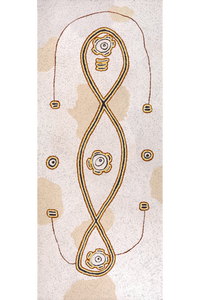 Aboriginal Art by Kara Napangardi Ross, Pamapardu Jukurrpa (Flying Ant Dreaming) - Warntungurru, 183x76cm - ART ARK®