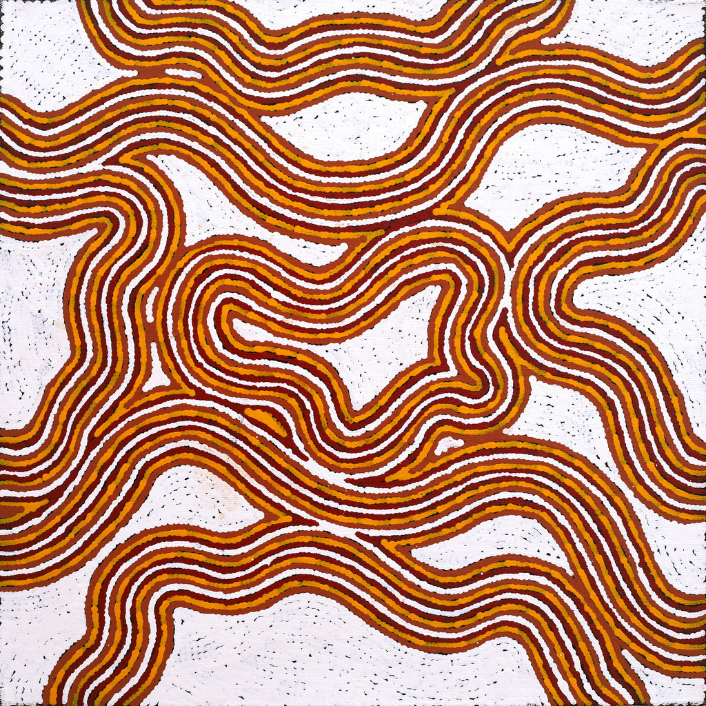 Aboriginal Artwork by Kara Napangardi Ross, Pamapardu Jukurrpa (Flying Ant Dreaming) - Warntungurru, 40x40cm - ART ARK®