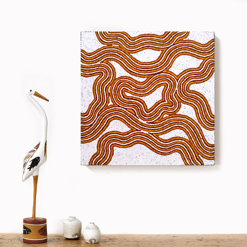 Aboriginal Artwork by Kara Napangardi Ross, Pamapardu Jukurrpa (Flying Ant Dreaming) - Warntungurru, 40x40cm