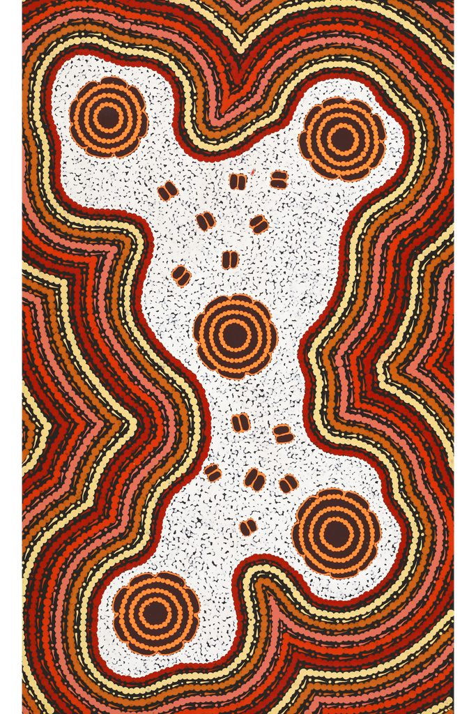 Aboriginal Artwork by Kara Napangardi Ross, Pamapardu Jukurrpa (Flying Ant Dreaming) - Warntungurru, 76x46cm