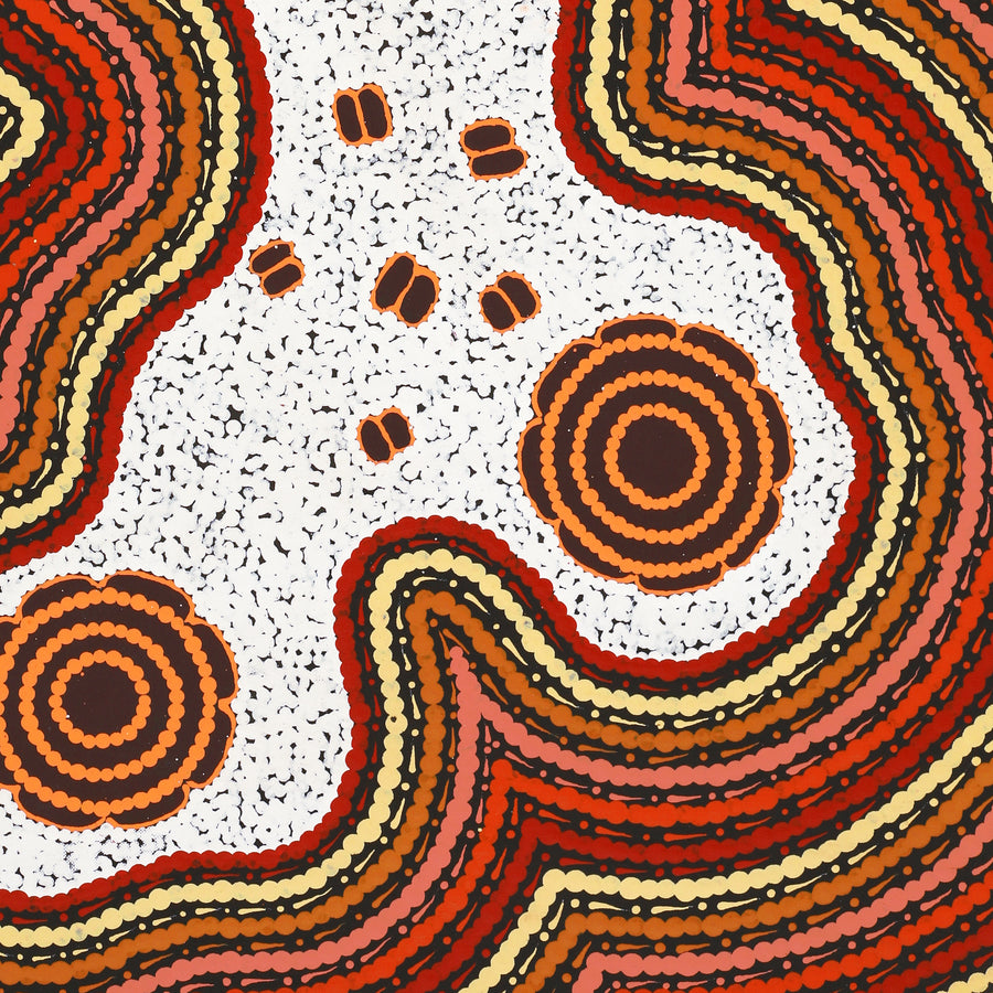 Aboriginal Artwork by Kara Napangardi Ross, Pamapardu Jukurrpa (Flying Ant Dreaming) - Warntungurru, 76x46cm