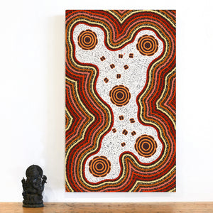 Aboriginal Artwork by Kara Napangardi Ross, Pamapardu Jukurrpa (Flying Ant Dreaming) - Warntungurru, 76x46cm - ART ARK®