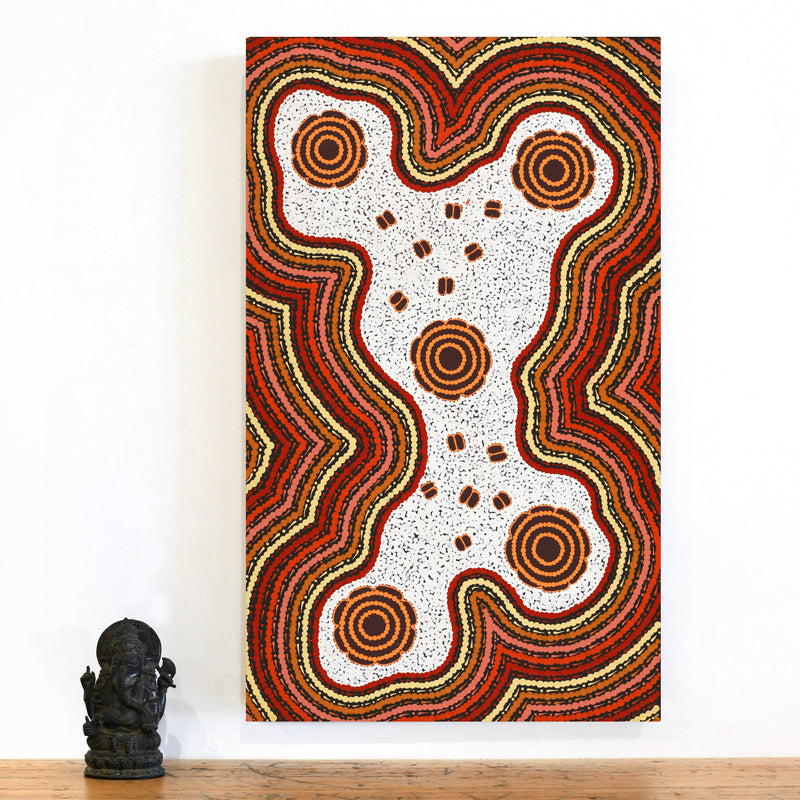 Aboriginal Artwork by Kara Napangardi Ross, Pamapardu Jukurrpa (Flying Ant Dreaming) - Warntungurru, 76x46cm