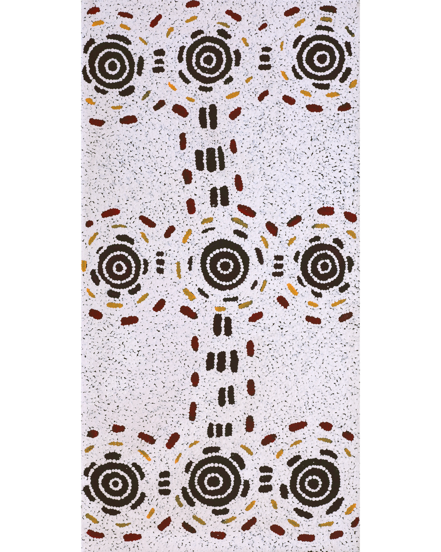 Aboriginal Artwork by Kara Napangardi Ross, Pamapardu Jukurrpa (Flying Ant Dreaming) - Warntungurru, 91x46cm