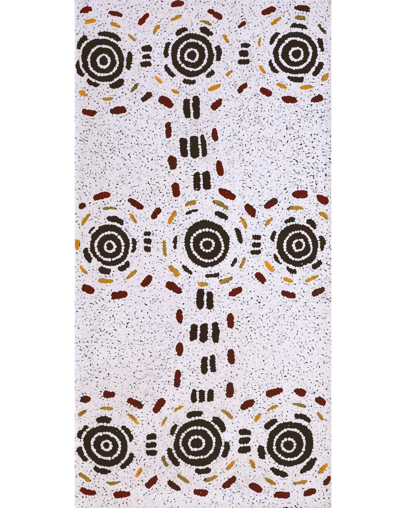 Aboriginal Artwork by Kara Napangardi Ross, Pamapardu Jukurrpa (Flying Ant Dreaming) - Warntungurru, 91x46cm