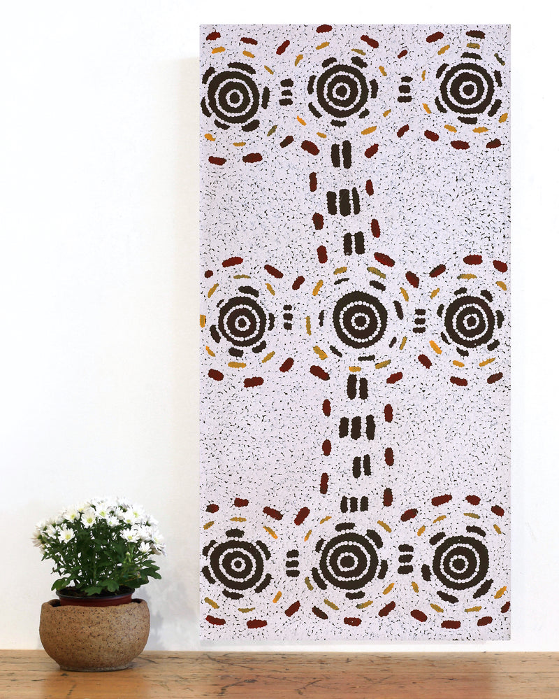 Aboriginal Artwork by Kara Napangardi Ross, Pamapardu Jukurrpa (Flying Ant Dreaming) - Warntungurru, 91x46cm