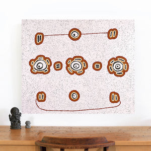 Aboriginal Art by Kara Napangardi Ross, Pamapardu Jukurrpa (Flying Ant Dreaming) - Warntungurru, 91x76cm - ART ARK®