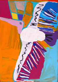 Aboriginal Artwork by Karen Napaljarri Barnes, Bird, 107x76cm