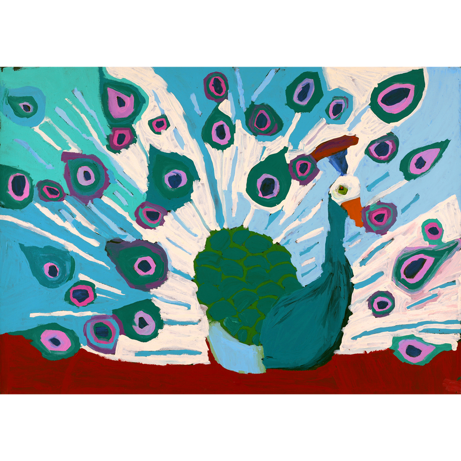 Aboriginal Artwork by Karen Napaljarri Barnes, Peacock, 107x76cm