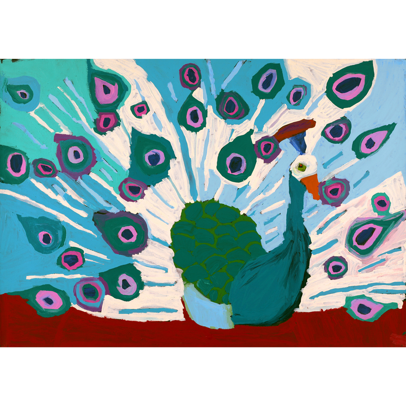Aboriginal Artwork by Karen Napaljarri Barnes, Peacock, 107x76cm