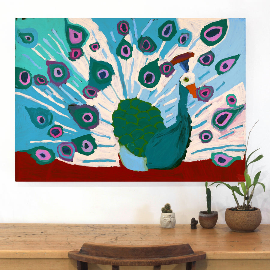 Aboriginal Artwork by Karen Napaljarri Barnes, Peacock, 107x76cm