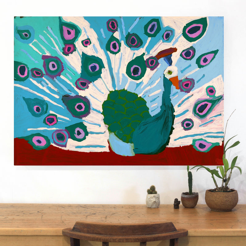 Aboriginal Artwork by Karen Napaljarri Barnes, Peacock, 107x76cm