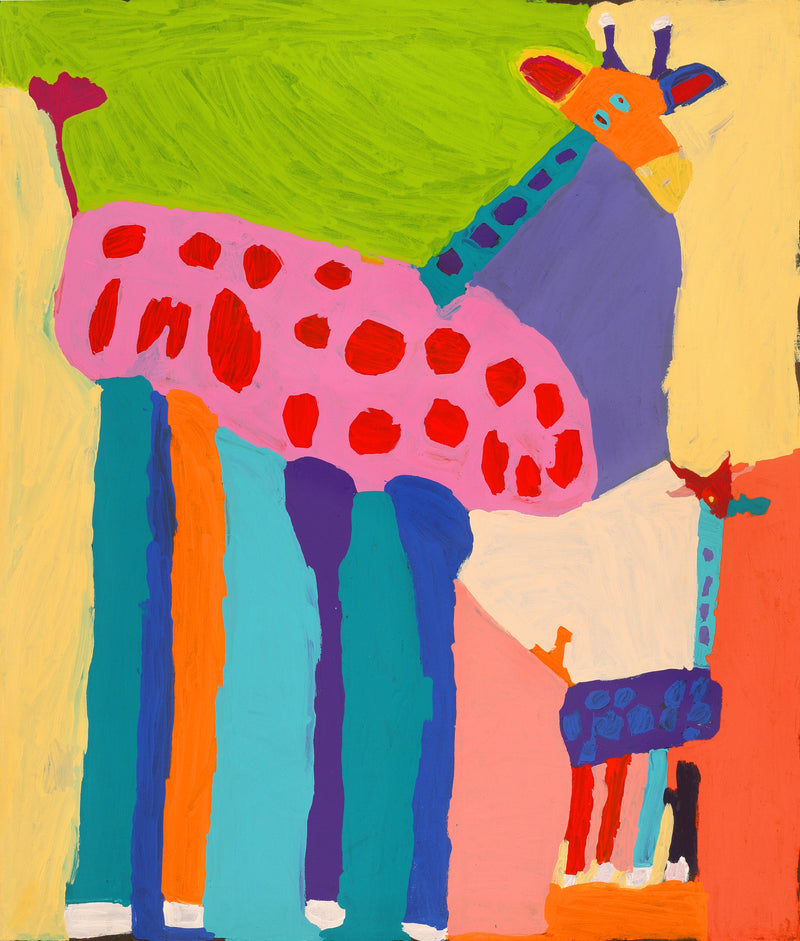 Aboriginal Artwork by Karen Napaljarri Barnes, Giraffes, 107x91cm