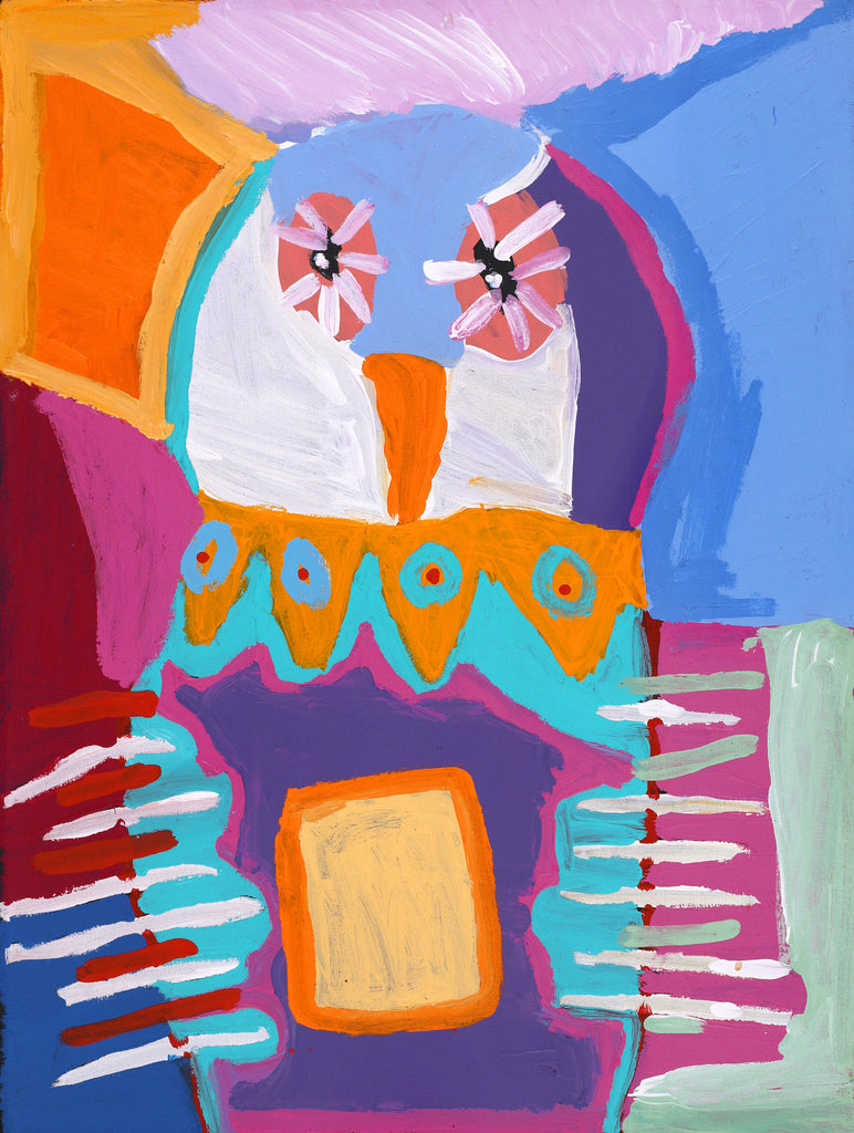 Aboriginal Artwork by Karen Napaljarri Barnes, Ngatijirri Jukurrpa (Budgerigar Dreaming), 61x46cm