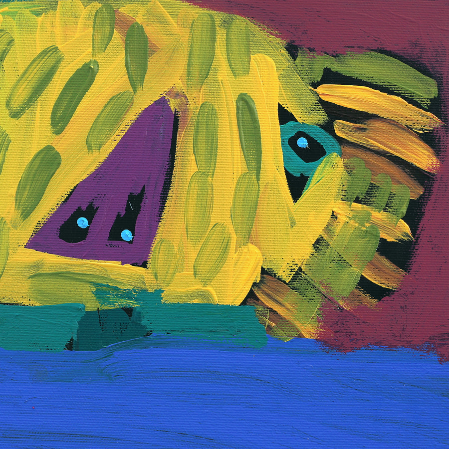 Aboriginal Artwork by Karen Napaljarri Barnes, Bird, 30x30cm