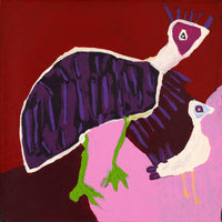 Aboriginal Artwork by Karen Napaljarri Barnes, Birds, 46x46cm