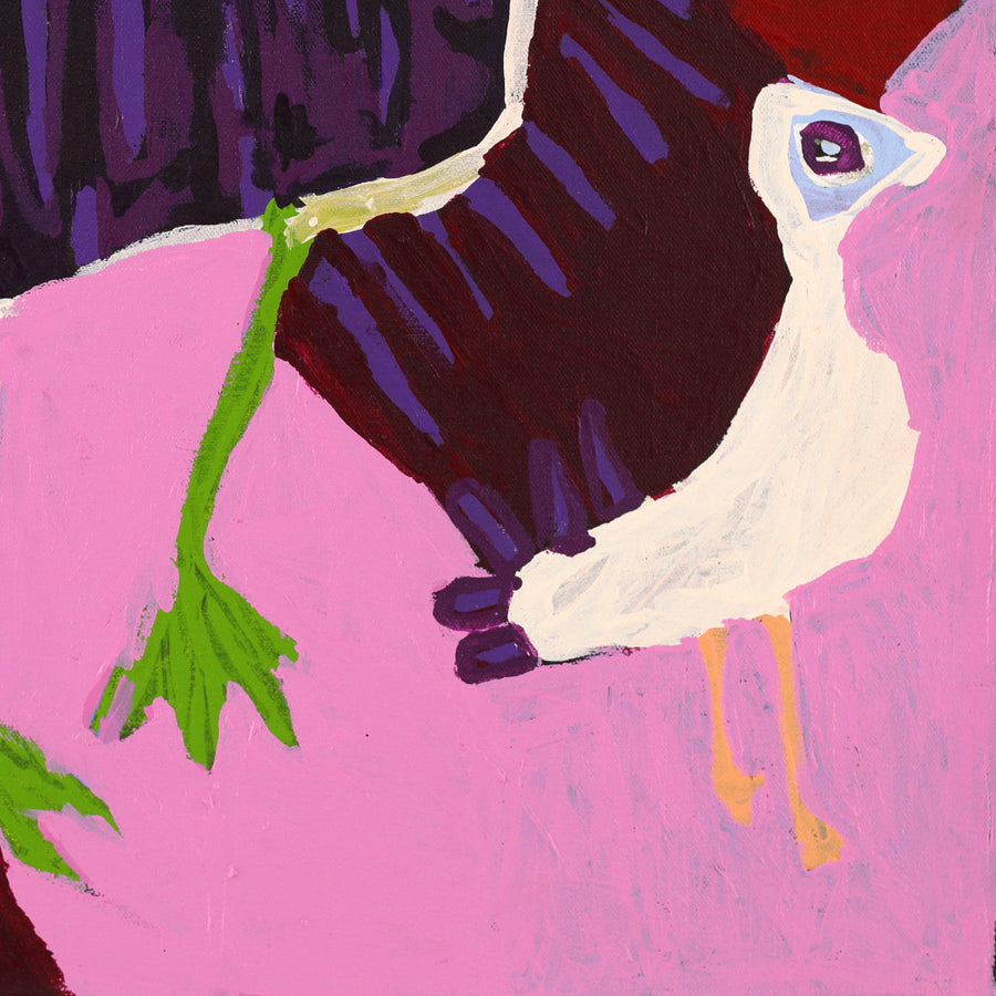Aboriginal Artwork by Karen Napaljarri Barnes, Birds, 46x46cm