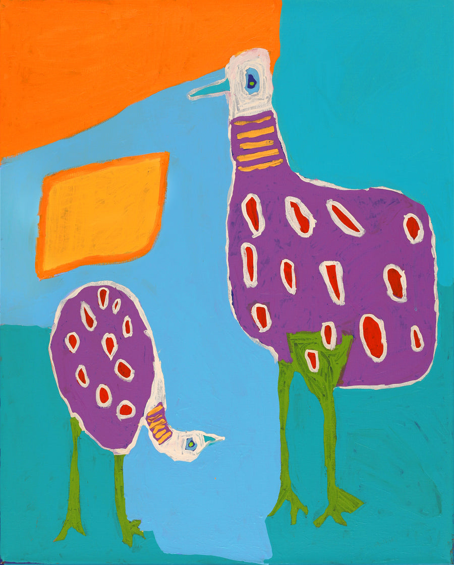 Aboriginal Artwork by Karen Napaljarri Barnes, Birds, 76x61cm