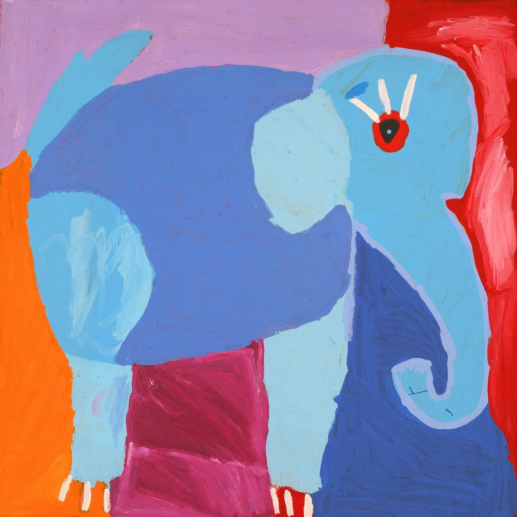 Aboriginal Artwork by Karen Napaljarri Barnes, Elephant, 76x76cm