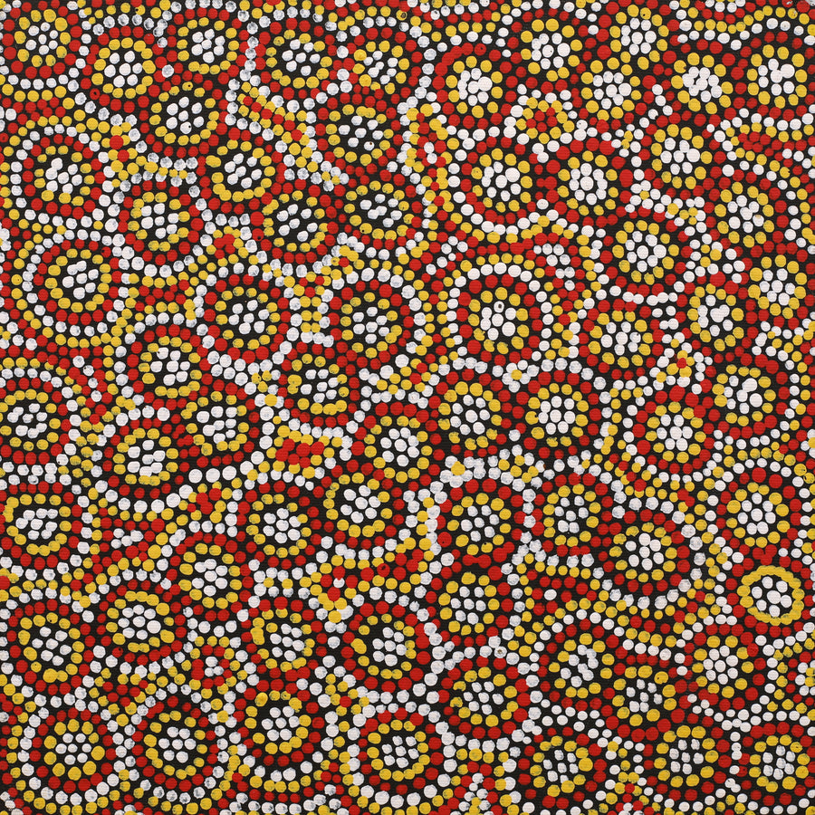 Aboriginal Artwork by Karen Napanangka McCormack, Watiya-warnu Jukurrpa (Seed Dreaming), 30x30cm