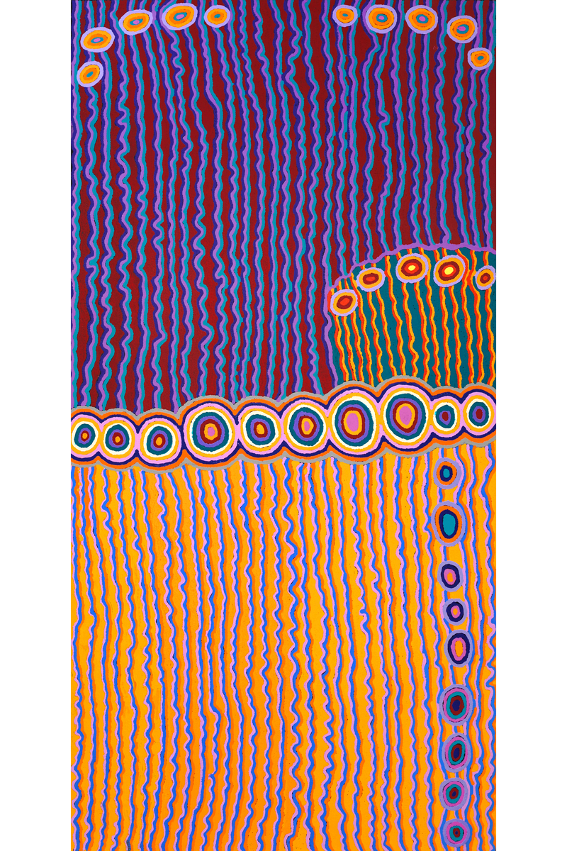 Aboriginal Art by Kasey-Anne Nampijinpa Gallagher, Water Dreaming - Pirlinyarnu, 152x76cm - ART ARK®