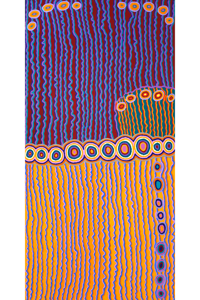 Aboriginal Art by Kasey-Anne Nampijinpa Gallagher, Water Dreaming - Pirlinyarnu, 152x76cm - ART ARK®