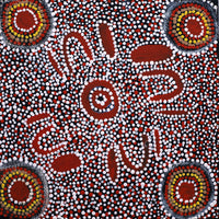 Aboriginal Artwork by Katrina Nampijinpa Brown, Watiya-warnu Jukurrpa (Seed Dreaming), 30x30cm