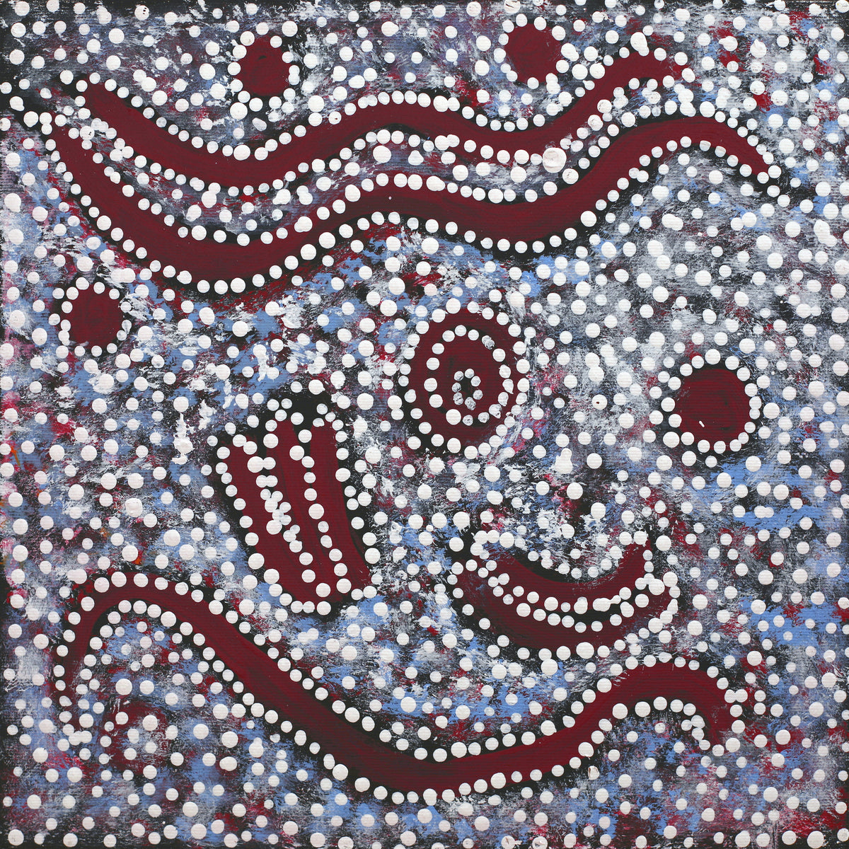 Aboriginal Art by Katrina Nampijinpa Brown, Watiya-warnu Jukurrpa (Seed Dreaming), 30x30cm - ART ARK®