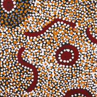 Aboriginal Artwork by Katrina Nampijinpa Brown, Watiya-warnu Jukurrpa (Seed Dreaming), 30x30cm