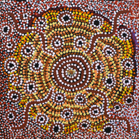 Aboriginal Artwork by Katrina Nampijinpa Brown, Watiya-warnu Jukurrpa (Seed Dreaming), 30x30cm