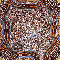 Aboriginal Artwork by Katrina Nampijinpa Brown, Watiya-warnu Jukurrpa (Seed Dreaming), 46x46cm